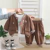 Roupas de primavera e outono para bebês com desenho tridimensional, terno de beisebol, traje esportivo 2025, novo conjunto de três peças para meninos e crianças no outono