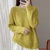 Nuevo Top de Punto de Cuello Redondo con Manga Larga y Hilo Dorado Calado de Piel de Mapache Otoño/Invierno 2026 para Mujer, Top Básico