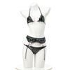 Sexy lingerie pulseira de couro biquíni apertado peito vazamento três pontos cueca sexy patente pijamas de couro C2112