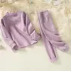 Pijamas para Niños, Conjunto de Ropa Interior Térmica, Ropa de Otoño y Pantalones Largos para Niñas, Tops Térmicos de Algodón de Cuello Medio Alto para Niños de Invierno