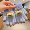 Guantes de Dedos Lindos para Niños Niñas Invierno Prueba de Frío Cálido Juego de Cinco Dedos Conjunto Completo de Dedos Tejido para Bebé Niños de Invierno