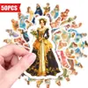 Compra directa transfronteriza de 50 pegatinas decorativas de princesa estilo palacio vintage para agendas, pegatinas creativas impermeables para DIY