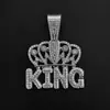 Nova Coroa Hip-Hop Europeia e Americana Letra Rei Rei Pingente Totalmente Diamantado Colar Cubano Joias Fabricante de Joias Transfronteiriças