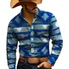 Camisa de manga larga para hombre de estilo europeo y americano, tendencia de moda vaquera occidental, camisa para hombre de estilo étnico transpirable
