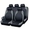 Funda de Asiento de Coche de Cuero Acolchado de Lujo Transfronteriza de Comercio Exterior Juego de Fundas de Asiento Universales Negras