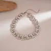 Set de Pulsera, Aretes y Collar de Cadena Brillante Transfronterizo Europeo y Americano, Cadena para Clavícula Hip-Hop Vintage, Joyería de Lujo Ligero de Alta Gama