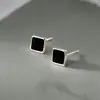 Brincos de Prata 999 Estrela Geométrica Preta Coração para Mulheres, Luxo Leve, Moda de Alta Qualidade, Trevo de Quatro Folhas, Design Redondo Simples