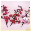 Decoração de Bolo de Aniversário Flor de Ameixa Vermelha para Aniversário de Idosos Aniversário Gong Shou Po Decoração de Bolo Plug-in para Assar