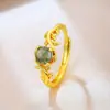 Comercio Exterior Más Vendidos Anillos de Ágata con Piedra de Musgo Verde y Plantas Acuáticas para Mujer, Simples y Modernos, Nicho Creativo, Temática de Comida Dulce, Venta al por Mayor