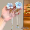 Grampo de Cabelo com Franja Super Fada Infantil, Presilha Bico de Pato Flor Doce e Fofa para Meninas Pequenas, Acessório de Cabelo Estilo Chinês Hanfu
