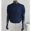 Camiseta de Tricô de Manga Curta para Homem, Textura Canelada, Sensação Fresca de Verão, Casual Respirável Gola Alta, Atacado de Fábrica Dropshipping Transfronteiriço