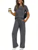 2026 Nuevo Conjunto de Ropa para Mujer de Primavera y Verano Europeo y Americano Amazon Wish Transfronterizo de Manga Corta Casual Pantalones Largos de Pierna Ancha para Mujer