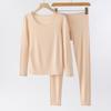 Conjunto de Ropa Interior Térmica Fina de Cuello Redondo, Ropa y Pantalones Elásticos Ajustados para Otoño, Ropa Interior Fina de Capa Base para Mujer al por Mayor, Ajustado