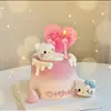 Gato KT 3D de goma suave de dibujos animados, linda cabeza de gatito de Hello Kitty, decoración y adorno para hornear pasteles de cumpleaños infantiles