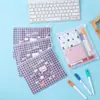 En stock venta al por mayor bolsa EVA esmerilada material escolar bolsa de papelería impermeable bolsa autosellante bolsa de almacenamiento universal para escritorio bolsa con anillo de tracción