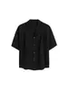 Camisa Fresca de Seda Helada Estilo Cubano de Manga Corta para Hombre, Cárdigan Delgado Estilo Americano de Verano, Camisa de Media Manga Estilo Vacaciones en la Playa