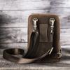 Bolsa de Celular Masculina Couro Crazy Horse Retrô Anjo Preto Couro de Vaca de Primeira Camada Moda Casual Pequena Bolsa de Ombro Transversal