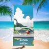 Toalha de banho de secagem rápida infantil de grandes dimensões Giz de cera Pequena nova toalha de praia Microfibra Velo de dupla face Toalha de praia com impressão digital
