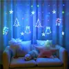 Cadena de Luces Led Estrella Luna Transfronteriza Luz Solar Exterior Cortina de Estrellas Decoración Cielo Estrellado Cadena de Luces Led Navideñas