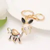 Piedra Ojo de Gato Grande Burrito de Cristal Llavero Colgante Pequeño Strass Metal Burro Cadena para Llavero de Mochila Venta al por Mayor