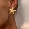 Pendientes de Verano Transfronterizos Europeos y Americanos Estilo Resort Oceánico Textura de Estrella de Mar Pendientes de Diseño Simple de Perla Nicho Venta al por Mayor