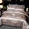Conjunto de Quatro Peças Jacquard de Seda Cetim Estilo Europeu, Lençol de Cama de Luxo Leve, Capa de Edredom, Fronha, Conjunto de Três Peças para Cama, Dropshipping de Comércio Exterior