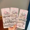 Pinza para el pelo de perla rosa plateada para niños, linda pinza lateral de flor pequeña, pinza para flequillo dopamina, estilo dulce y genial