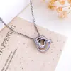 Collar Popular Transfronterizo Corazón a Corazón Entrelazado Microincrustado de Circonita, Estilo Coreano Simple y Versátil Amor San Valentín Accesorio