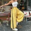Calça Wide Leg Listrada Americana Latte Girl Feminina Reta Secagem Rápida Casual Jogger Comprimento Total Cargo Calça de Moletom