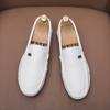 Zapatos de cuero nuevos de verano para hombre, suaves, cómodos, transpirables, sin cordones, para conducir, informales, de cuero