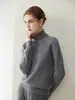 Suéter 100% cachemira pura para mujer, cuello alto, manga larga, tejido versátil, simple y suave, adecuado para ir al trabajo, tejido de otoño e invierno