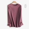 Camiseta Básica de Algodón de Fibra Larga para Mujer, Nueva Camiseta de Manga Larga Casual Suelta de Algodón Líquido de Amoníaco para Otoño e Invierno, Top de Algodón Puro para Mujer