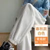 Calça Esportiva Cinza Fina para Mulheres, Calça de Algodão Grossa para Primavera e Outono, Calça Harem Cenoura Solta, Calça Jogger Casual para Baixinhas