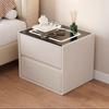 Mesa de cabeceira estilo creme inteligente, armário de cabeceira de madeira maciça, armário de armazenamento moderno, simples, de celebridades da Internet, luz, luxo, avançado, senso