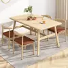 Juego de mesa y sillas de comedor nórdicas para el hogar, económico, tipo apartamento pequeño, mesa de comedor para 4 personas 6 personas, comercial, propiedad de alquiler, mesa de comedor simple