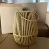 Luminária de bambu e rattan trançado portátil para pendurar ao ar livre, alimentada por energia solar, para decoração de pátio, lanterna de jardim retrô estilo chinês