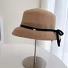 Sombrero de Pantalla Estilo Hepburn Francés para Mujer, Sombrero de Punto para el Sol de Verano con Lazo Fino y Cinta, Sombrero de Pescador para Viajar y Protección Solar