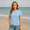 Camiseta de Manga Corta de Algodón Puro 160g, Nueva Primavera Transfronteriza 2025, para Mujer, Holgada y Cómoda, Casual Diario, Top de Cuello Redondo