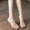 Elegantes Zapatos de Tacón Alto Color Nude con Tacón Fino y Tiras Cruzadas, Zapatos de Mujer, Modelo Nuevo Verano 2026, Sandalias Transparentes con Punta de Clip