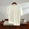 Suéter de punto para hombre, manga corta, cuello redondo, sencillo y casual, nuevo estilo otoño/invierno, color liso, adecuado para ropa de negocios, y se puede usar como capa base