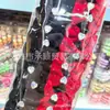 Clássico e Aconchegante Clipe de Cabelo para Menina com Laço Dupla Face de Veludo, Bloqueio de Cores Vermelho e Preto com Strass, Pinça de Tubarão de Tamanho Médio
