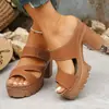Sandalias de PU de tacón ultra alto, puntera abierta, talla grande, para comercio exterior, verano 2026, con correa de velcro, sandalias de playa de punta abierta para uso en exteriores, transfronterizo