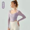 Nuevo Estilo Malla Costura Traje de Fitness Manga Larga para Mujer Alta Elasticidad Top Corto Hueco Espalda Bonita Sexy Ajustado al Cuerpo Traje de Baile Otoño