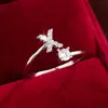 Anillo Abierto de Circonita Brillante Popular Cruzado Nicho Lujo Ligero Múltiples Estilos Anillo para Dedo Índice Venta Directa de Fábrica