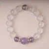 Pulsera de Cristal Blanco Lechoso Amatista Lavanda Natural para Mujer, Pulsera Multicristal de Diseño Original, Joyería de Regalo para Pareja