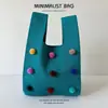 Bolso Lindo Estilo Coreano con Pompones, Bolso Tote Versátil de Punto, Bolso de Hombro para Exteriores, Bolso de Muñeca, Hecho a Medida