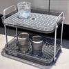 2 bandeja escurridora para el hogar bandeja de té multifuncional soporte para tazas de agua bandeja escurridora cesta para escurrir frutas escurreplatos de doble capa