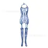 Lingerie Sexy Uniforme Bodysuit Jacquard Elegante Bodystocking Meias Abertas no Gancho Comércio Exterior Novo Modelo W287