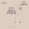 XiafanNovo Estilo de Verão Conjunto Infantil e de Criança Classe A: Conjunto de Duas Peças: Camisa de Boneca Xadrez Sem Mangas Respirável e Calça de Comprimento 9/10