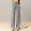 Pantalones de Lana de Fruta Estrella Pantalones Banana para Mujer Otoño 2026 Nuevo Cintura Alta Adelgazantes Sueltos Cuadros de Avena Pierna Recta Pantalones Casuales